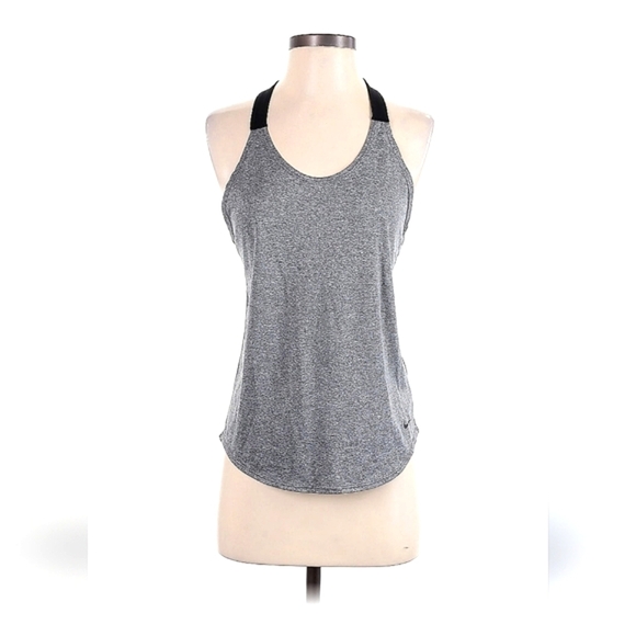Nike Racerback Graphic Strap Tank Top XS Gray Loose Fit Sleeveless Workout Gym - Picture 1 of 6